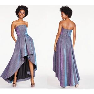 SPEECHLESS Glitter Sleeveless Strapless Tiered Prom Hi-Lo Dress Juniors 3